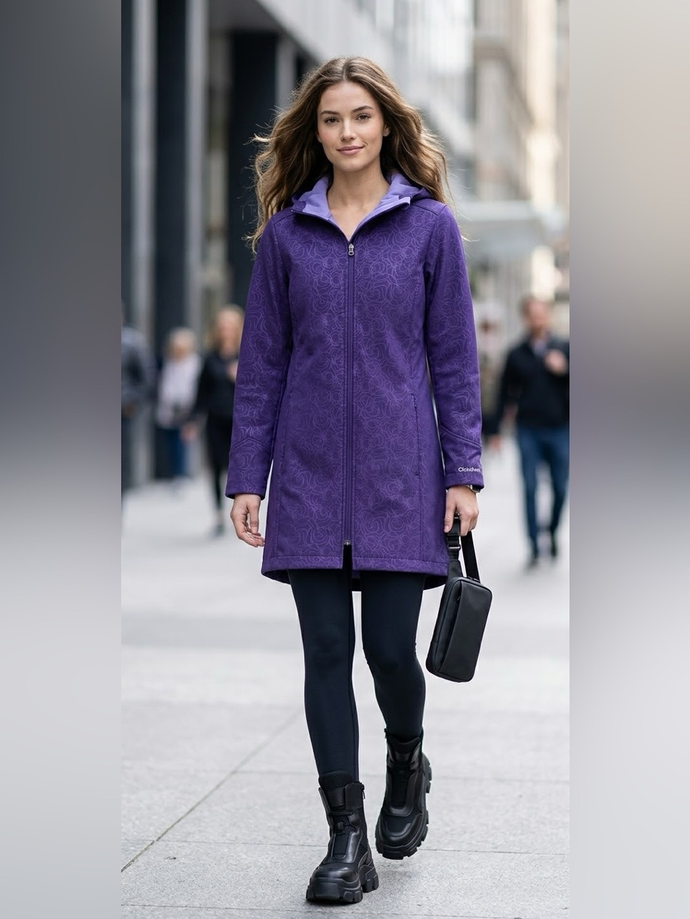 Cloudveil Women's Tonal Rose Floral Softshell Hooded Trench Jacket Size M